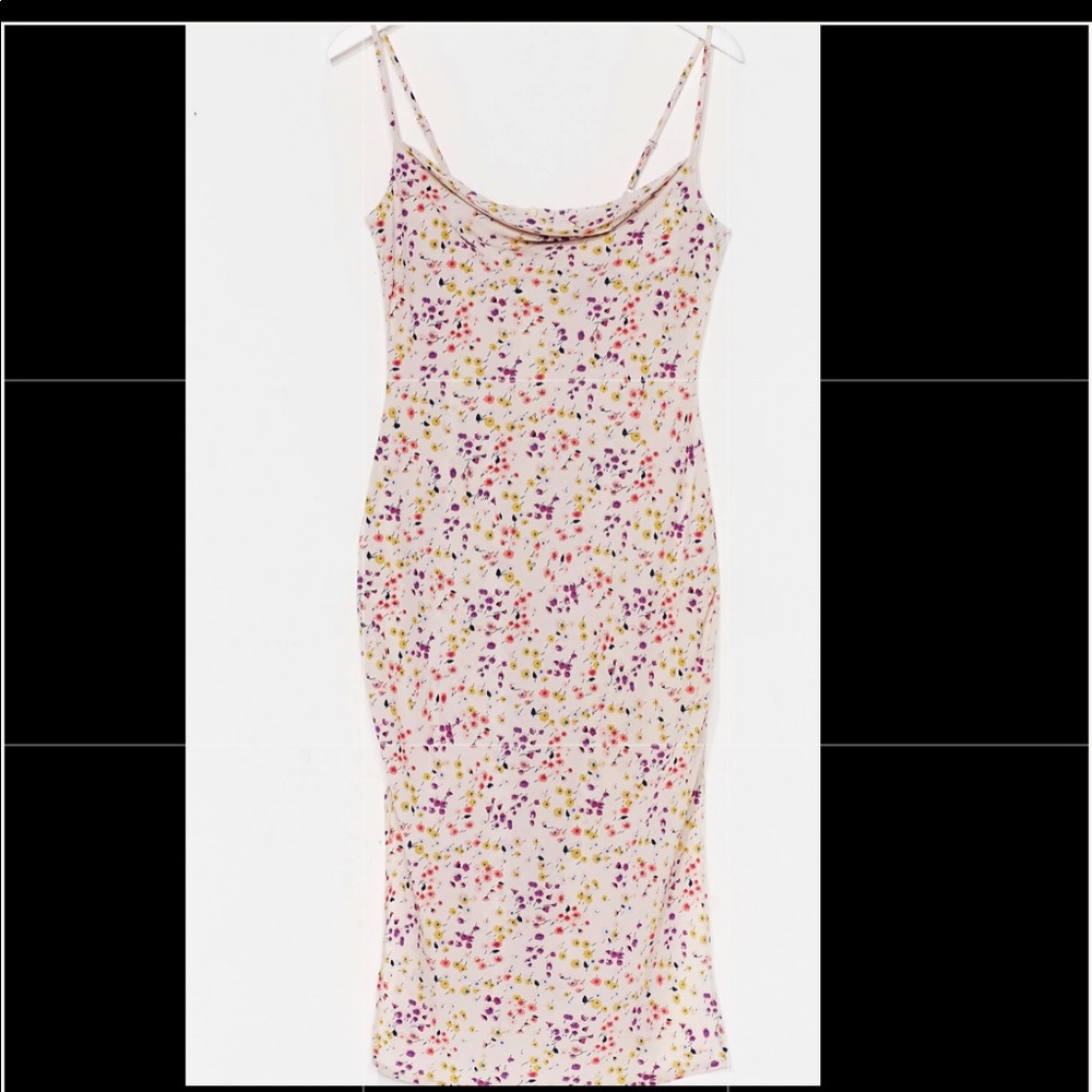 Floral Cowl Neck Bodycon Dress